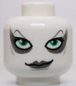 Lego Star Wars White Female Head Aurra Sing Large Green Eyes Gray Lips - Picture 1 of 1