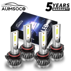 4x 9005 9006 LED Combo Headlight Bulbs High Low Beam Kit Xenon Super White 6000K - Picture 1 of 14