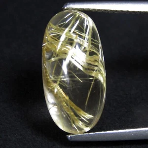 Pietra preziosa cabochon ovale lunga quarzo rutilato miniera naturale originale 9,70 ct - Foto 1 di 4