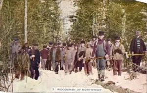 Leñadores postales vintage con hachas de la industria maderera del noroeste 1910 15213 - Imagen 1 de 2