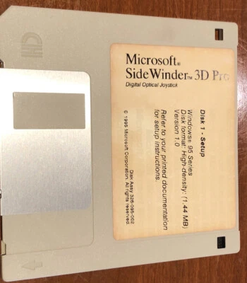 Microsoft Sidewinder 3D Pro 63545 Joystick PC Setup 3.5” HD Diskette 326-095-002 - Image 1 of 2