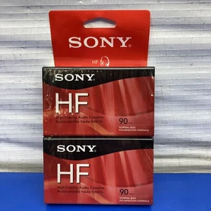 2 Pack Sony High Fidelity HF 90 Minute Audio Recording Blank Cassette Tapes NEW - Picture 1 of 4