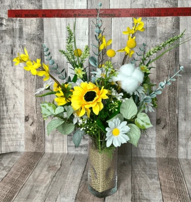 Girasol Margarita Eucalipto Arreglo Floral Bebé Boda Cumpleaños Reunión FL06 Foto 1 de 4