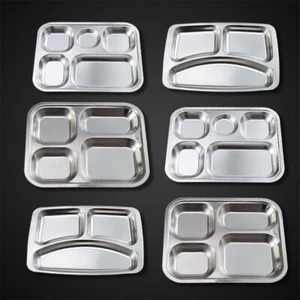 Durable Stainless Steel Trays Divided Dinner Plate Lunch Container Food Tr-lq - Picture 1 of 15