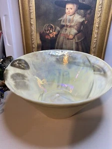 Impresionante cuenco de vidrio de abulón artesanal de 12" Yalos Casa Murano marcado - Imagen 1 de 15