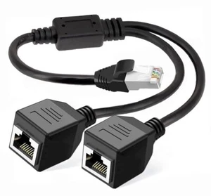 Ethernet Splitter 1 Male to 2 Female RJ45 Network Adapter 1 to 2 Port LAN Eth... - Picture 1 of 9