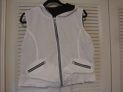 Chaleco Reversible Cremallera Frontal Oleg Cassini Sport/Capucha M/L Blanco y Negro Elegante Foto 1 de 4