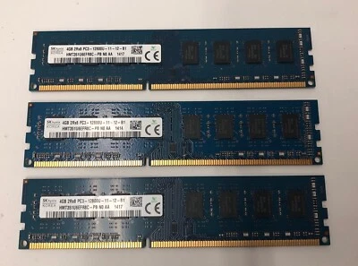 SK Hynix 12GB (3x4GB) DDR3 HMT351U6EFR8C-PB N0 AA 2Rx8 PC3-12800U-11-12-B1 - Image 1 of 4