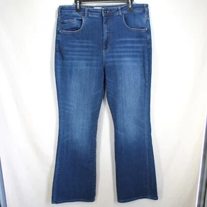 Pantalones de mezclilla elásticos azul lavado oscuro talla 34 Pilco Bootcut tiro alto - Imagen 1 de 5