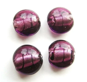 Glasperlen Silberfolie Buttons 16mm pflaume 10 Stück SERAJOSY - Bild 1 von 1