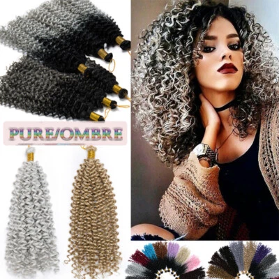 Afro Water Wave Braids Crochet Twist Hair Extensions Ombre Deep Curly Kinky Puff - Image 1 of 4