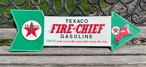 "TEXACO FIRE-CHIEF BENZIN" BLECHSCHILD (27" ZOLL) SELTEN! - Bild 1 von 7