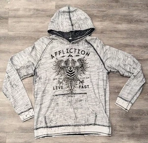 Affliction Y2K Live Fast Freedom Defender Hooded Sweatshirt Hoodie Distressed - Picture 1 of 9