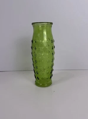 Jarrón vintage de vidrio burbuja verde Foto 1 de 4