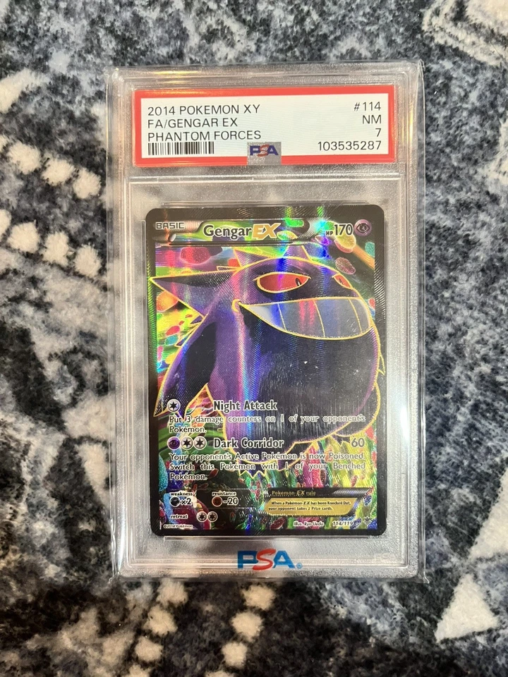 2014 Pokemon XY Phantom Forces Gengar EX 114/119 PSA 7 NM - Image 1 of 1