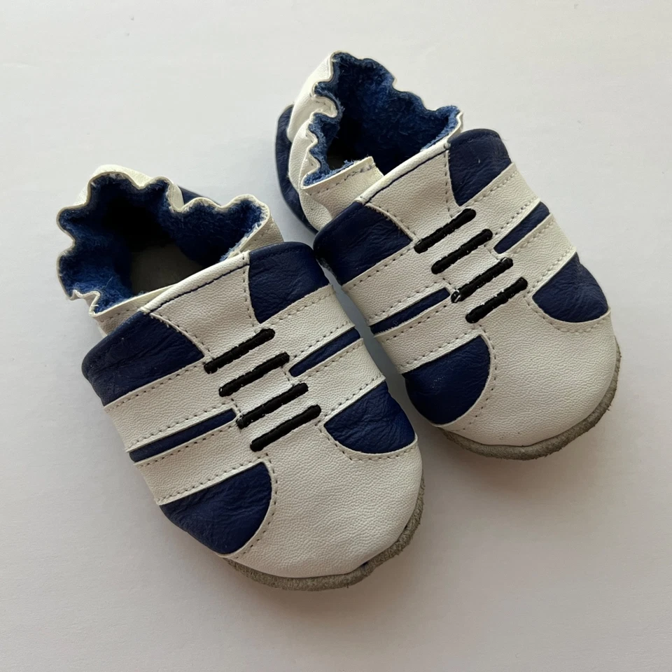 Zapatos de cuna ROBEEZ azul y blanco talla 0-3-6 meses Foto 1 de 3