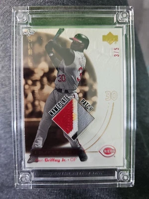 Ken Griffey Jr 2001 Jersey Fusion Nameplate Patch #'d 3/5 Reds Mariners - Image 1 of 2