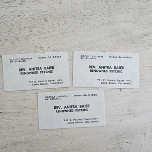 Vintage 1940-50's Set Business Cards Occult Church of Science Psychic Long Beach - Picture 1 of 3