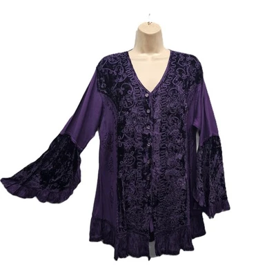 Blusa de Terciopelo Invierno Festivo Formal Cadbury Púrpura Manga Campana Talla Única 14 16 18 Foto 1 de 4