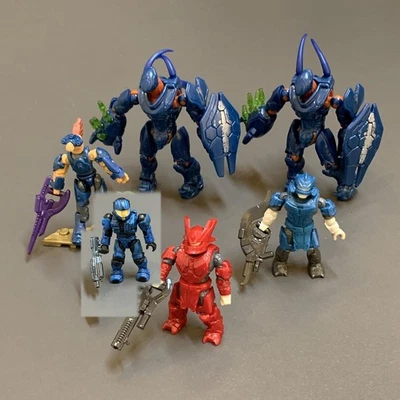 6x New 3.5'' Mega Bloks CONSTRUX HALO BLUE HUNTER Bloks figure Warthog Run GFT55 - Image 1 of 4