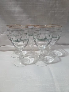 Vintage Set of 5 Irish Coffee w/Shamrocks 6" Glass Gold Rim Glasses - Picture 1 of 4