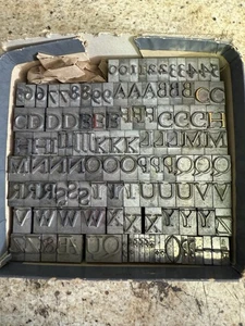 Large Antique VTG Letterpress Print Type Upper Letters & Numbers Complete Set - Picture 1 of 7