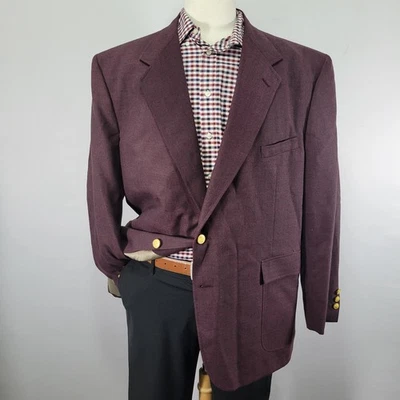 Abrigo Blazer Deportivo Para Hombre Stafford Dos Botones Borgoña Poliéster Lana Talla 50R De Colección Foto 1 de 4