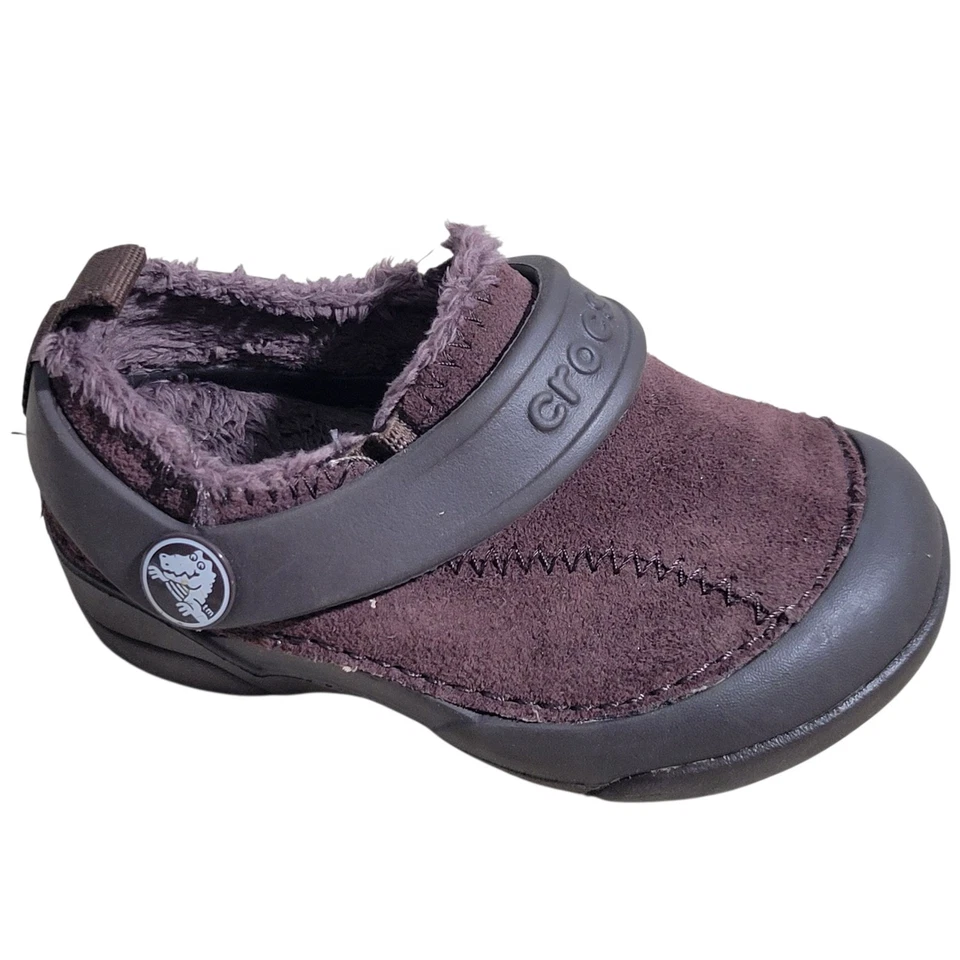Zuecos Crocs Dawson forrados de lana marrón gamuza sin cordones cálido lavable zapato unisex C6 Foto 1 de 4