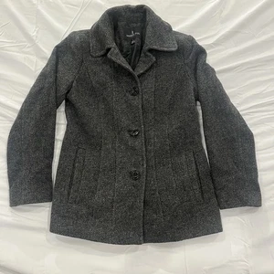London Fog Women’s Wool Blend Charcoal Gray Single Breasted Pea Coat Sz Sm - Picture 1 of 13