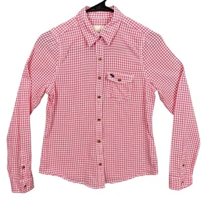 Abercrombie Boys Lightweight Cotton Button Up Shirt Pink Gingham Check Size XL  - Picture 1 of 8