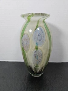 Robert Eickholt 2006 schwere Glas mundgeblasene Vase Schild grün Anemone Sea Life Rarität - Bild 1 von 16