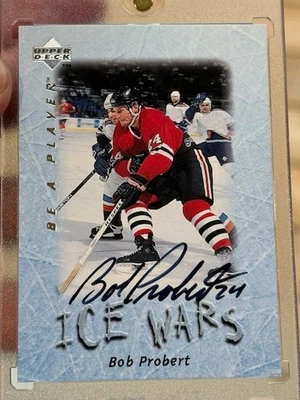 Bob Probert Hard-signed Auto Ice Wars 1996 UD Be A Player - Image 1 of 2