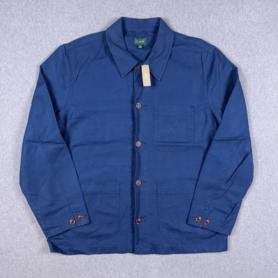 J Crew Chore Coat Mens XL Blue Linen Cotton Blend Utility Barn Field Oarsman NWT - Image 1 of 4