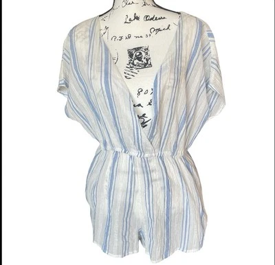 Nuevo con etiquetas Mameluco Out From Under Urban Outfitters Azul Blanco Rayas Algodón Encubrimiento M Foto 1 de 4