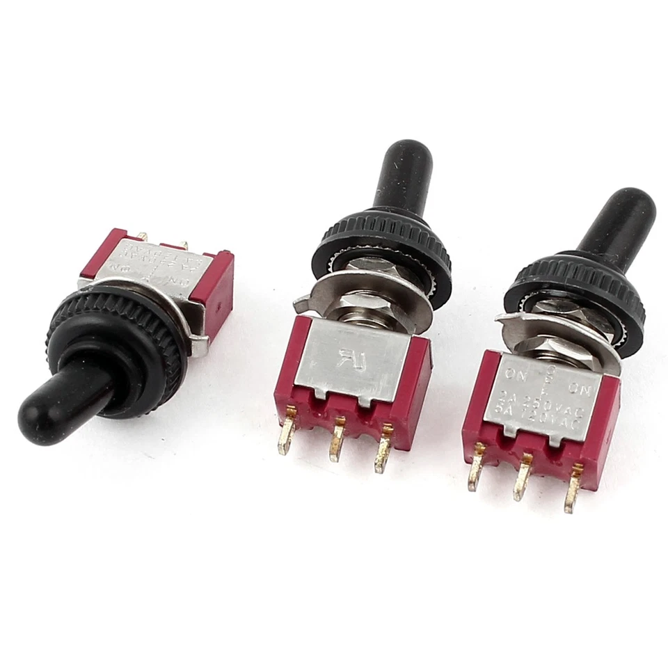 3pcs On-Off-On SPDT Mini Interruptor montaje Panel control bloqueo rojo 6mm - Imagen 1 de 1