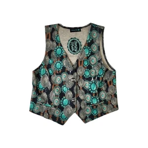 Sterling Kreek Women's Vest Large Turquoise Concho Queen Western Cowgirl NWT - Picture 1 of 11