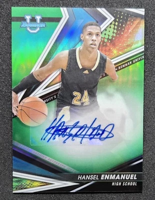 2022-23 Bowman's Best University Hansel Enmanuel Green Refractor Rookie Auto /99 - Image 1 of 2