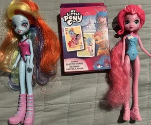 MLP CARDS & 2 My Little Pony EQUESTRIA GIRLS Dolls RAINBOW DASH & PINKIE PIE - Picture 1 of 7