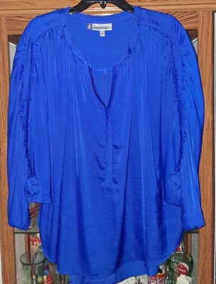 💥 Top Jennifer Lopez Azul Real Talla 1X con Manga 3/4 💙 Foto 1 de 4