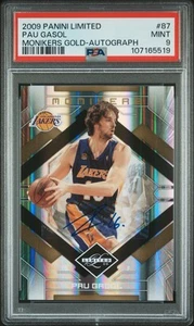 2009 PANINI LIMITED MONIKERS GOLD #87 PAU GASOL Lakers AUTO #6/10 PSA 9 Pop 1/1 - Picture 1 of 3