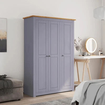 3-Door Wardrobe Grey 118x50x171.5 cm Pine Storage Furniture Bedroom Closet 82662 - image 1 of 4