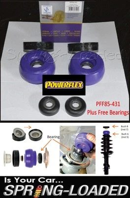 Supporti superiori puntone anteriore POWERFLEX -10mm inc CUSCINETTI per AUDI A1 Mk1 2WD 2010 in poi - Immagine 1 di 2