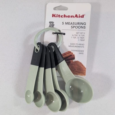 KitchenAid 5 Measuring Spoons KE057OHPICAN Green Black NEW TSP TBSP 1/4 1/2 - Image 1 of 4