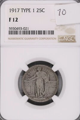 1917 Standing Liberty Silver Quarter Type 1 - NGC F-12 #021 - Image 1 of 2