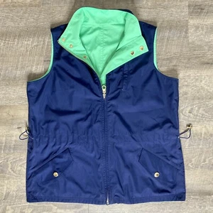 Ralph Lauren Reversible Kelly Green / Navy Blue Zip-Up Button-Up Vest Size Large - Picture 1 of 11