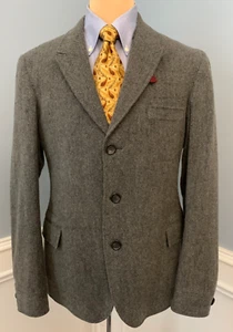 Oliver Spencer Tweed Blazer Mens 42R Herringbone Lambswool Unstructured Preppy - Picture 1 of 10