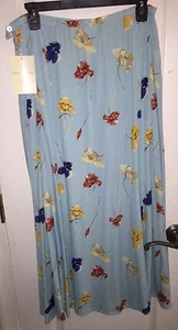 NWT Emma James Blue Floral Fresh Career Full Length Long Maxi Skirt Women's 14 - Picture 1 of 4