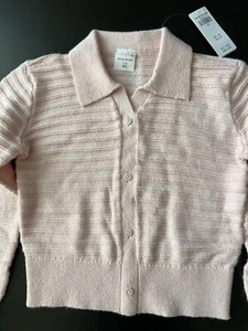 Abercrombie Kids Pink Girls Button up Sweater with Collar Size 7/8 New with Tags - Picture 1 of 2