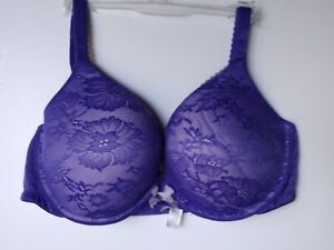 VICTORIA'S SECRET 38D BODY BY VICTORIA PUSH UP PADDED UW VIOLET BRA GENTLY USED