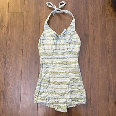 Traje de baño vintage de una pieza con estampado de rayas Bates de los años 40 y 50 talla L Foto 1 de 3
